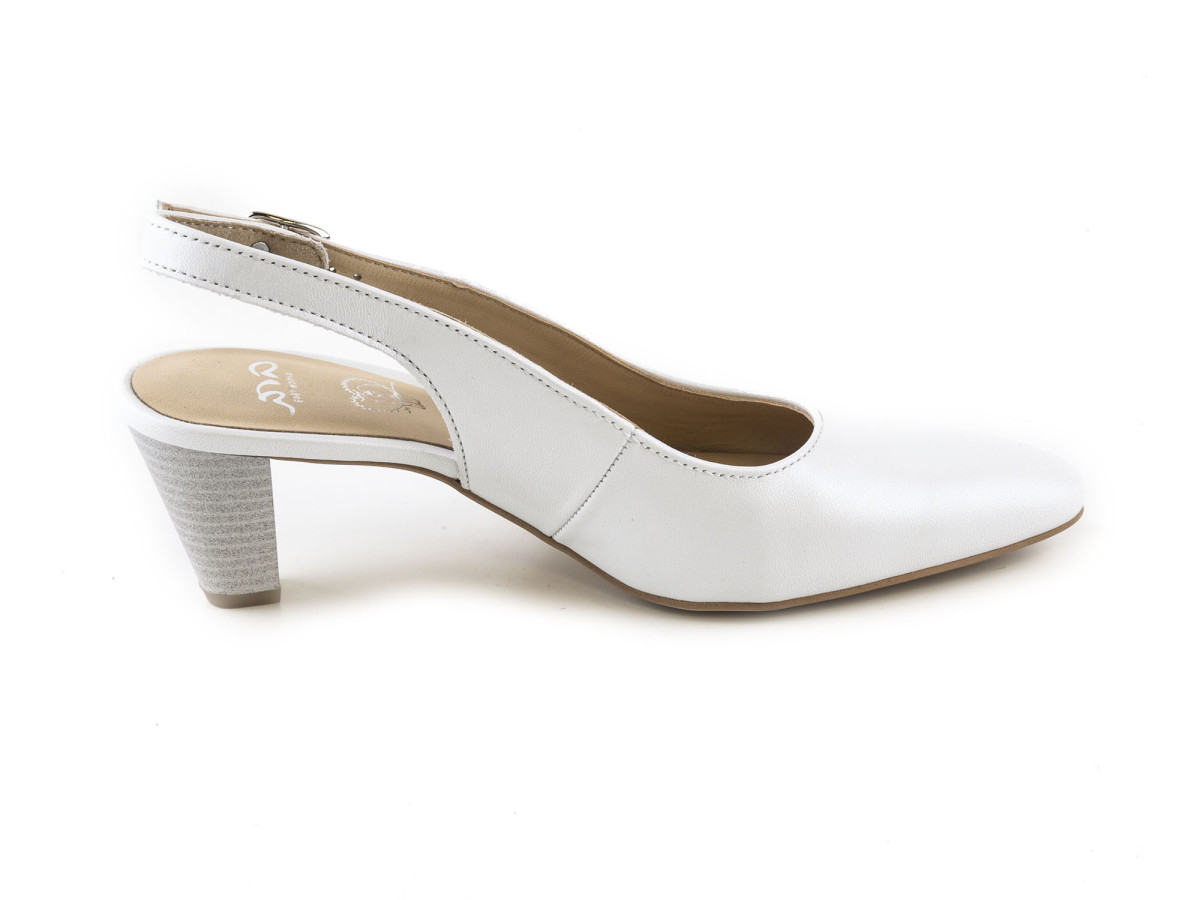 detail Svatební lodičky na středním podpatku s otevřenou patou šíře G 12-32863-33 / pe