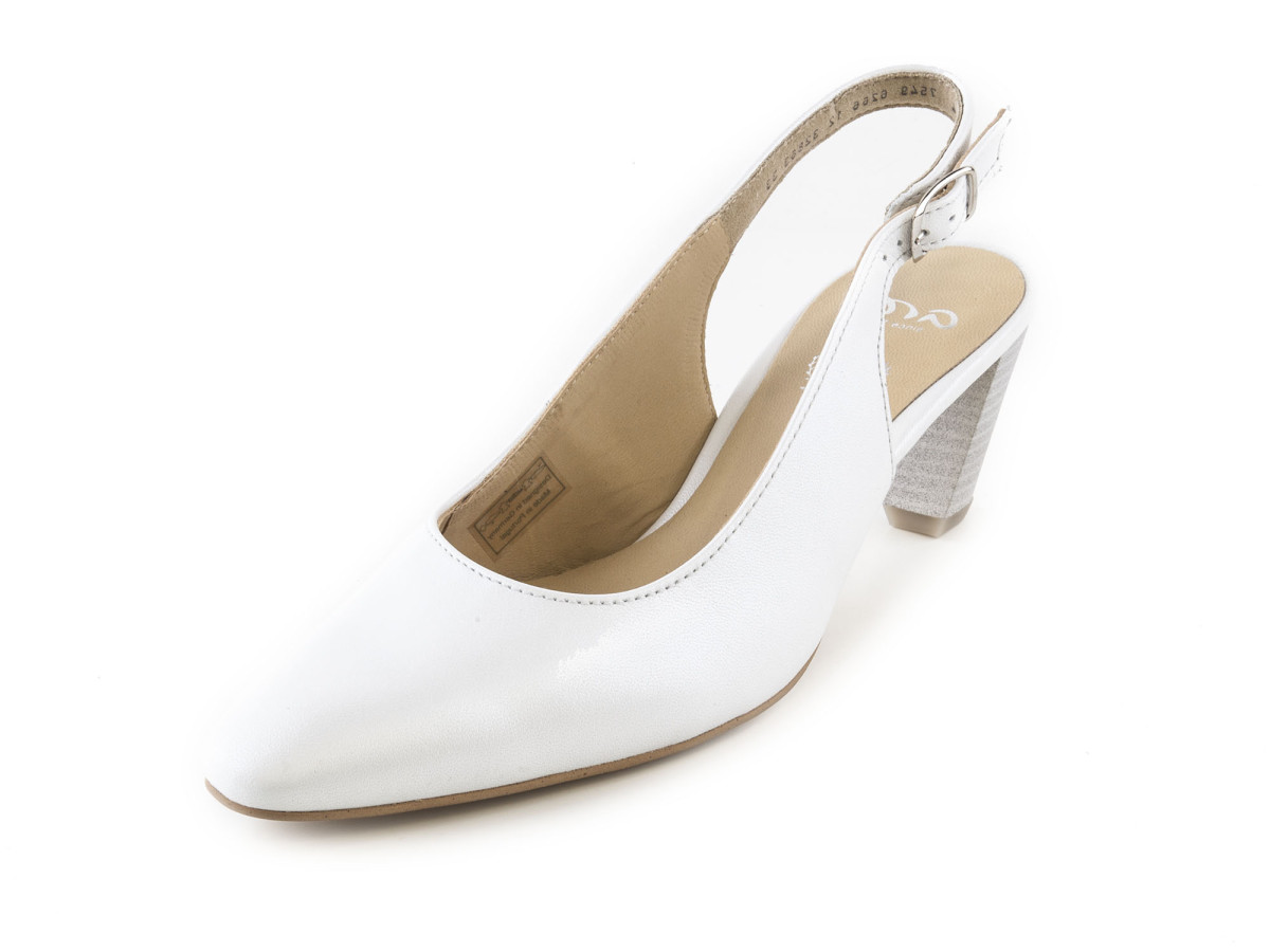 detail Svatební lodičky na středním podpatku s otevřenou patou šíře G 12-32863-33 / pe
