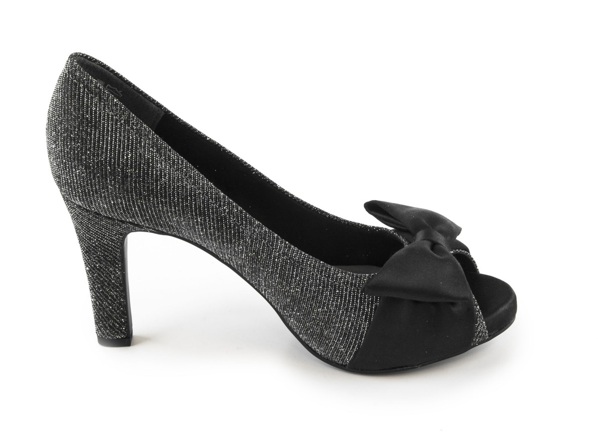 detail Dámské plesové lodičky na vysokém podpatku s otevřenou špičkou a mašličkou 1-29