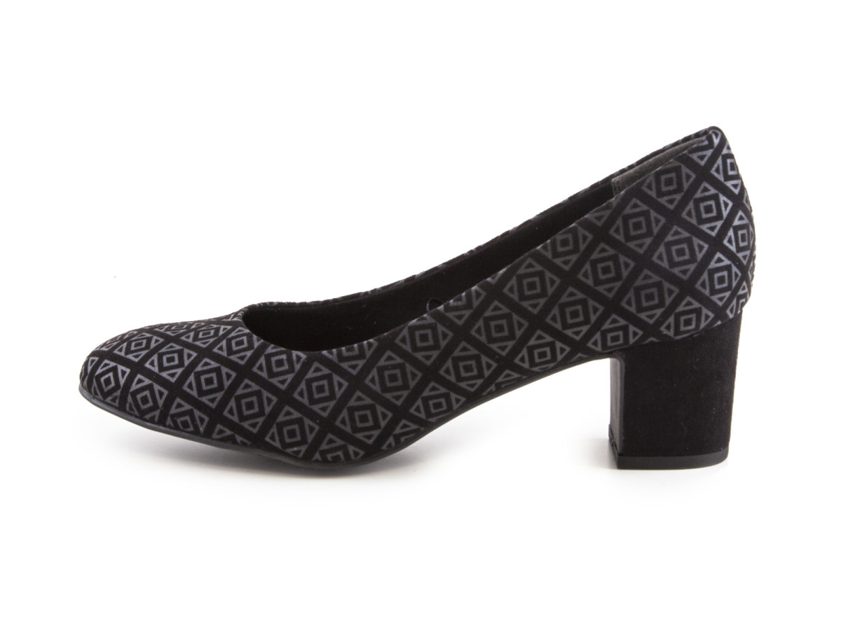 detail Dámské lodičky se vzorem na středním podpatku 2-22429-29 / černo-šedá