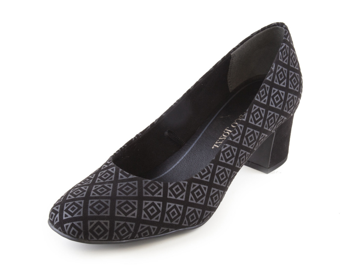 detail Dámské lodičky se vzorem na středním podpatku 2-22429-29 / černo-šedá