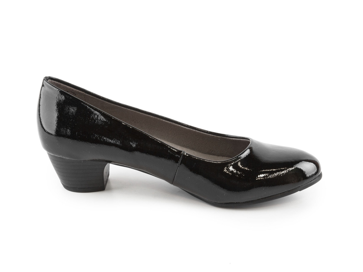 detail Dámské klasické lodičky na středním podpatku šíře H 8-22360-29 / černá lak
