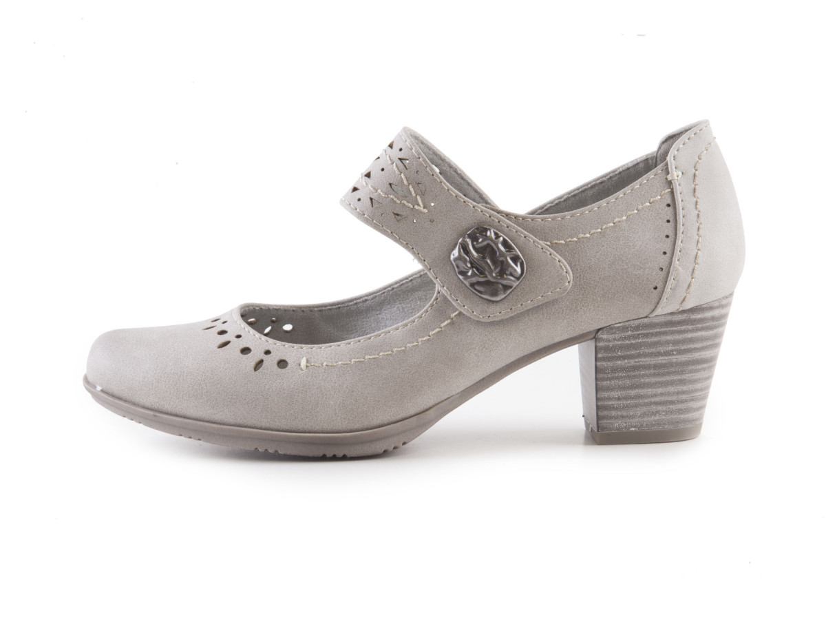detail Dámské lodičky s páskem a perforováním šíře H 8-24366-30 / šedá