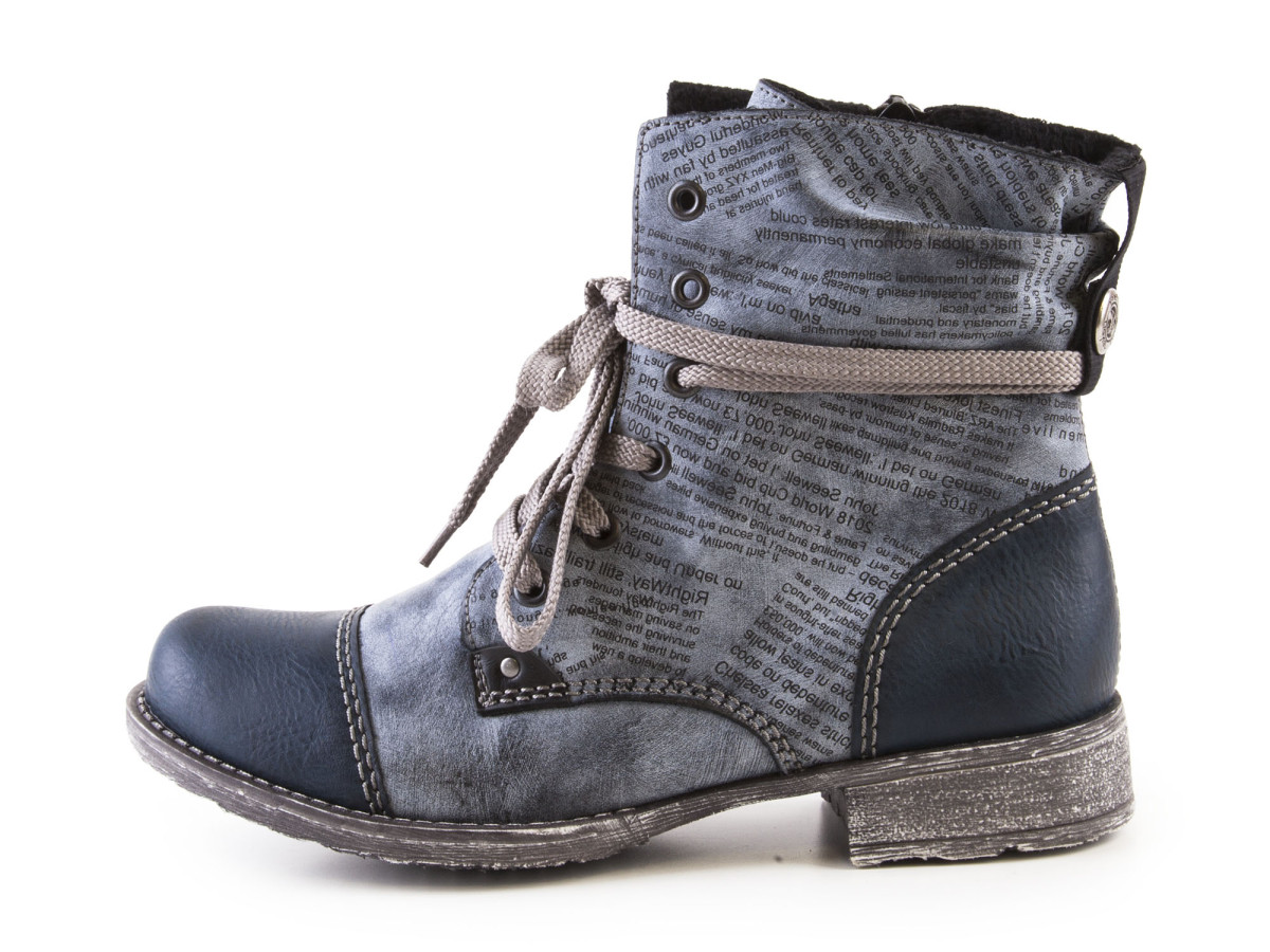 detail Dámské zateplené kotníkové boty na nízkém podpatku se šněrováním šíře G 70822-1