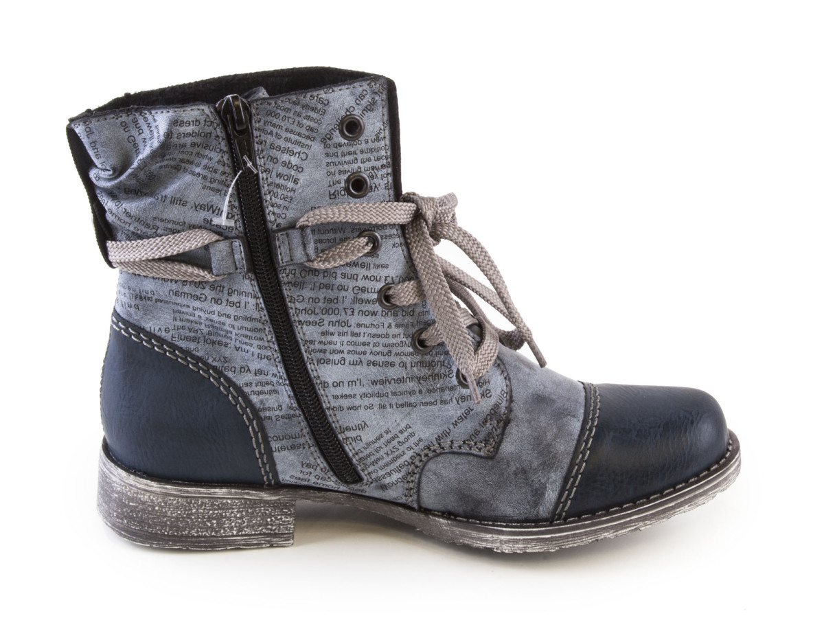 detail Dámské zateplené kotníkové boty na nízkém podpatku se šněrováním šíře G 70822-1