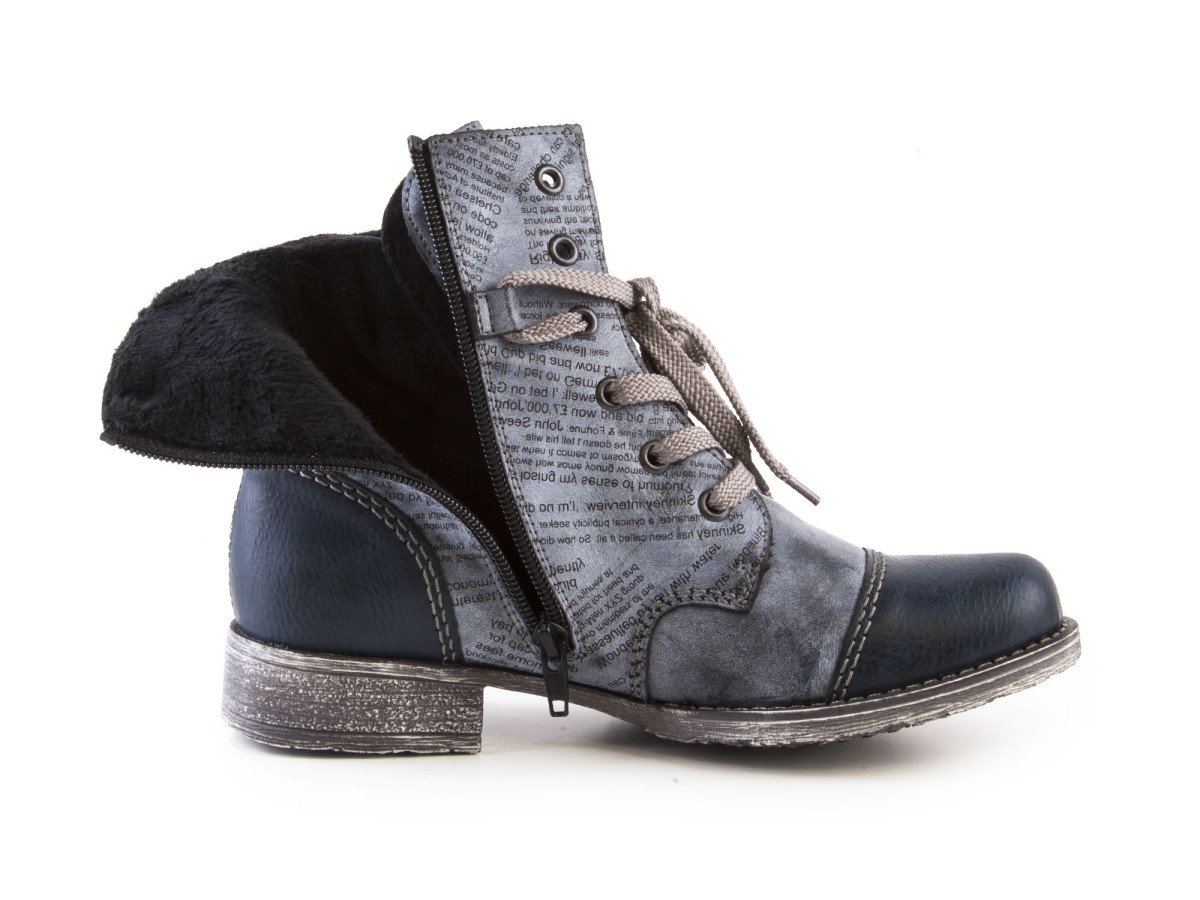 detail Dámské zateplené kotníkové boty na nízkém podpatku se šněrováním šíře G 70822-1