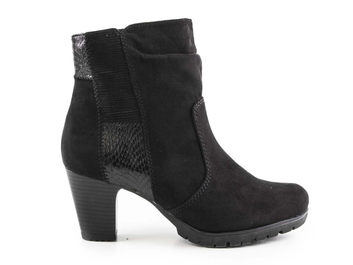 detail Dámské zdobené polokozačky se zvrásněním na vyšším podpatku šíře H 8-25374-29 /