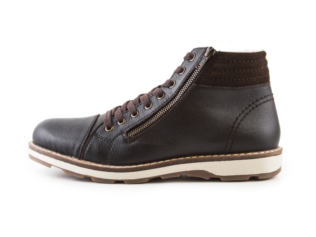 detail Pánské zimní kotníkové boty se dvěma zipy a šněrováním 30311-25 / hnědá