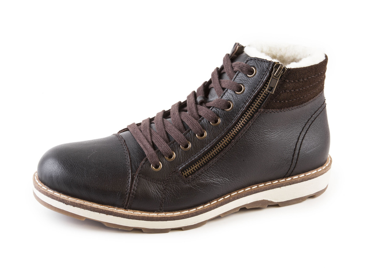 detail Pánské zimní kotníkové boty se dvěma zipy a šněrováním 30311-25 / hnědá
