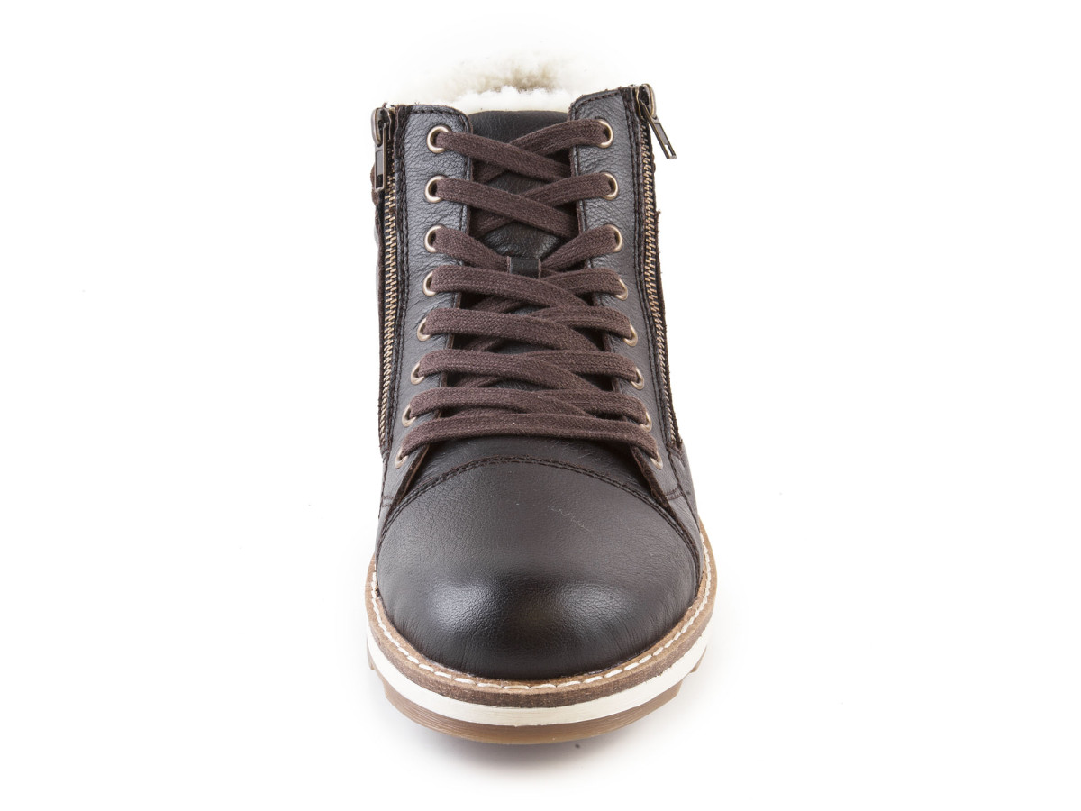 detail Pánské zimní kotníkové boty se dvěma zipy a šněrováním 30311-25 / hnědá