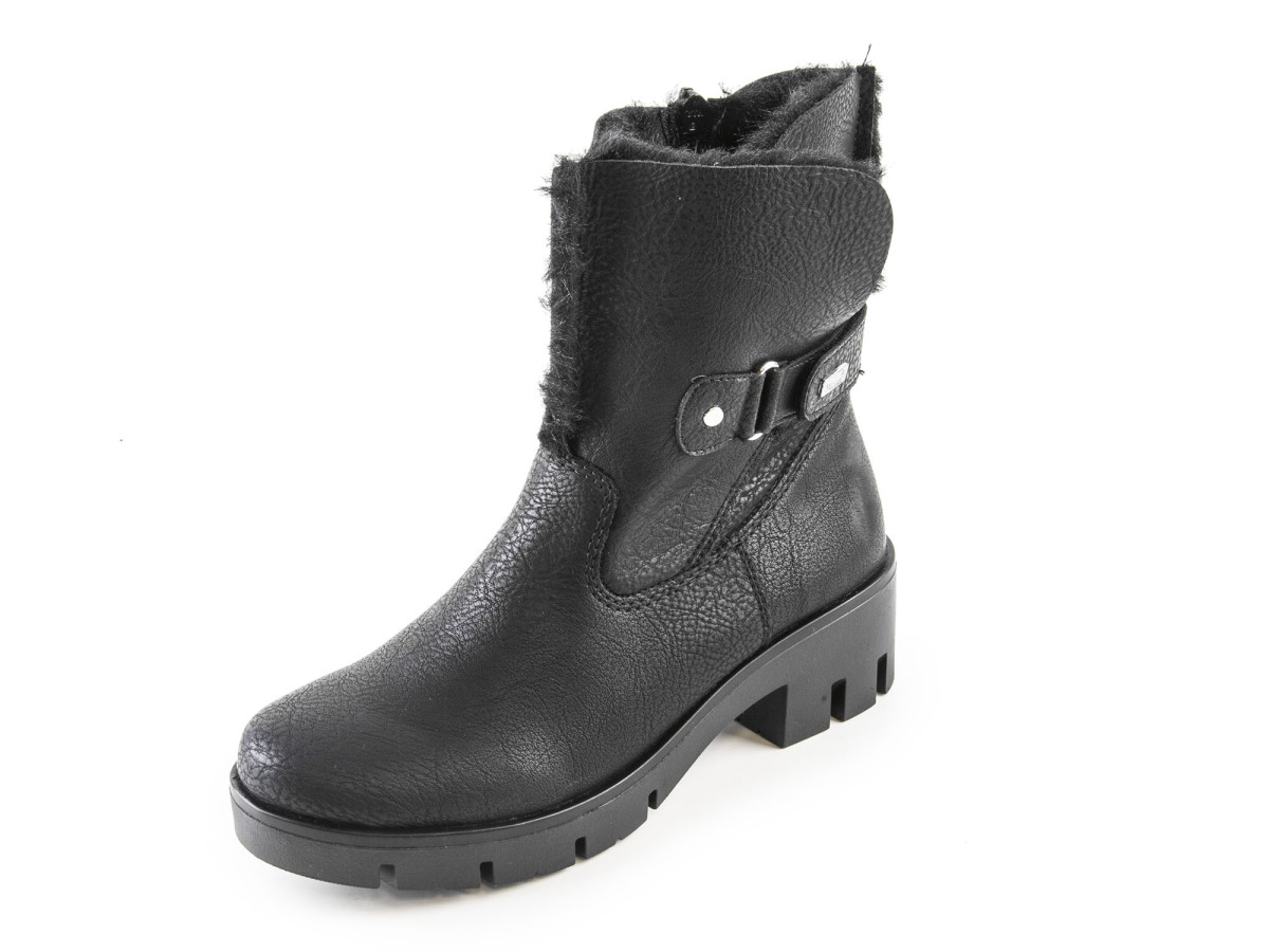 detail Dámské polokozačky na podpatku a platformě s ovčí vlnou a TEX membránou šíře G