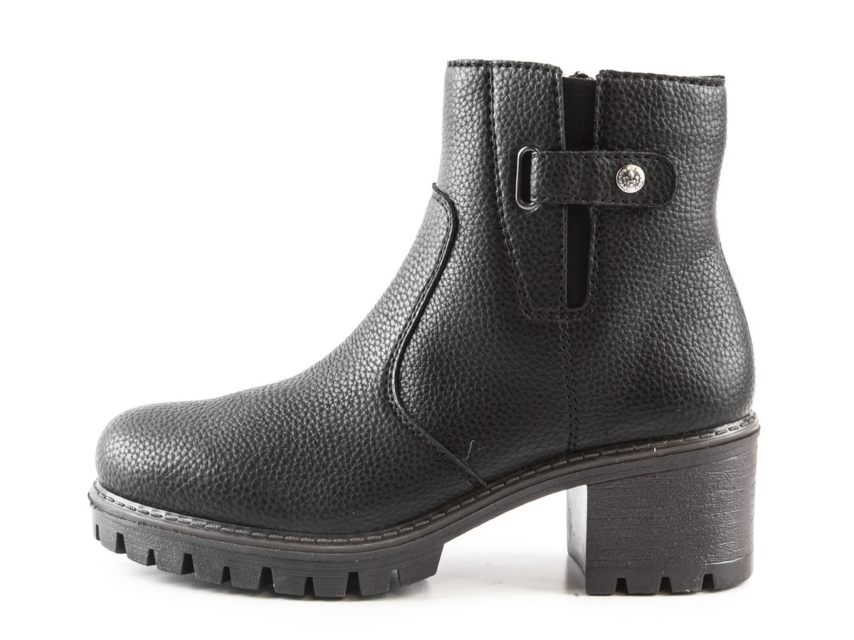 detail Dámské kotníkové zimní boty na podpatku a platformě se zipem šíře G Y8662-00 /