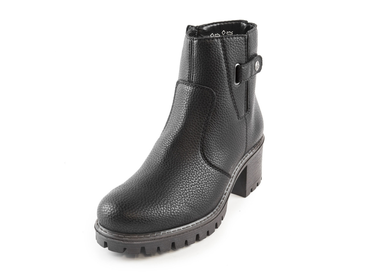 detail Dámské kotníkové zimní boty na podpatku a platformě se zipem šíře G Y8662-00 /