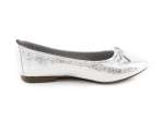 náhled Dámské balerínky s mašličkou s potiskem šíře H 8-22164-28 / bílo-stříbrná