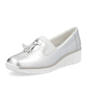 Dámské mokasíny RIEKER 53751-90 stříbrná S5
