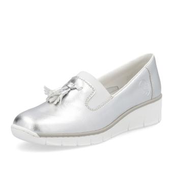 Dámské mokasíny RIEKER 53751-90 stříbrná S5