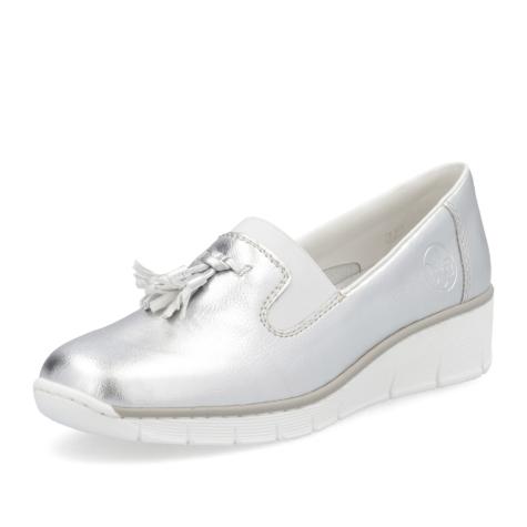 Dámské mokasíny RIEKER 53751-90 stříbrná S5