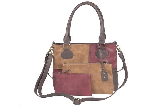 detail Dámská kabelka se čtyřmi díly Q0410-25 / hnědo-vínová
