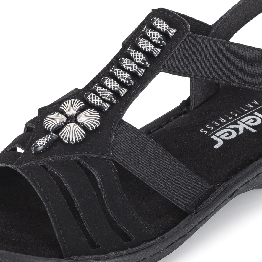 detail Dámské sandály RIEKER 60806-00 černá S6