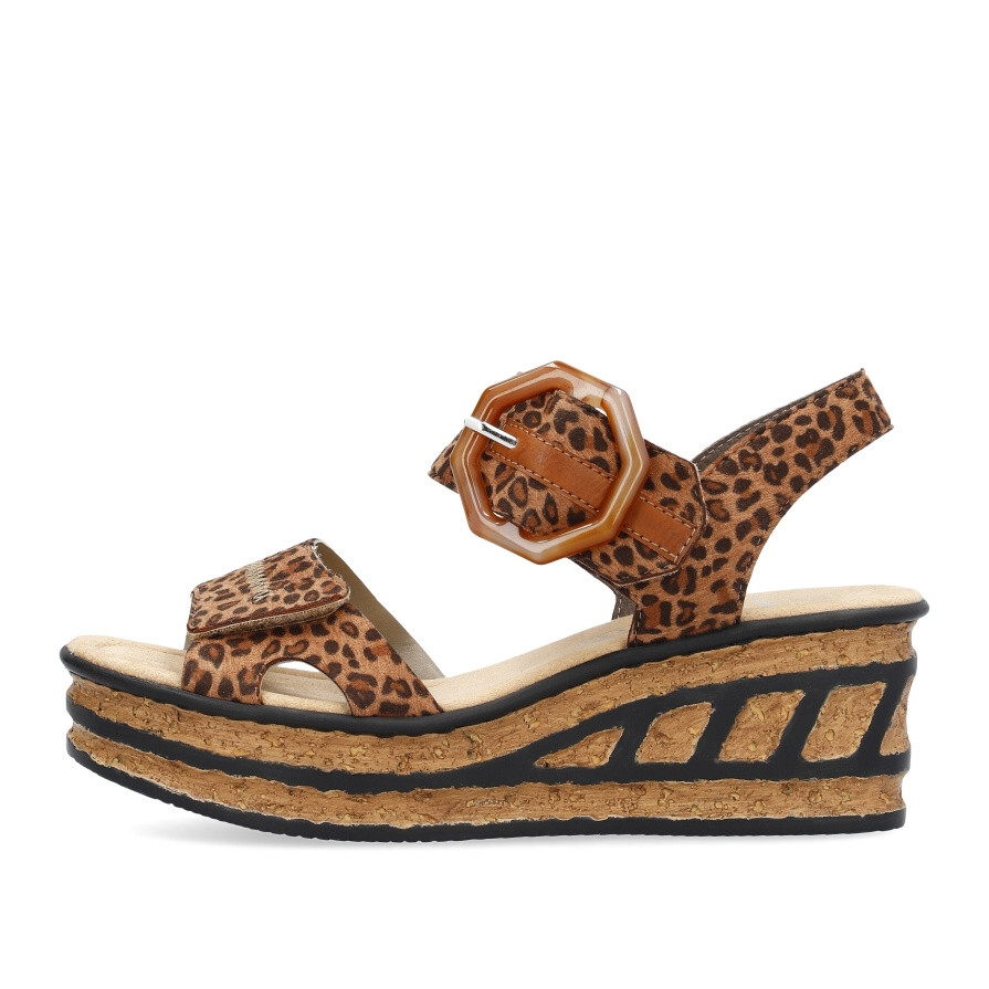 detail Dámské sandály RIEKER 68176-90 hnědá S4