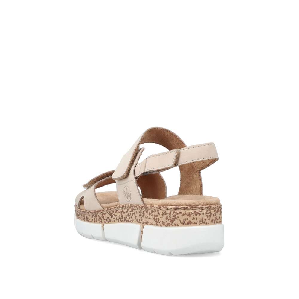 Rieker Sandali Donna V36b9 Con Zeppa 35mm - Navy/Silver, Tomaia In Pelle E Chiusura Velcro