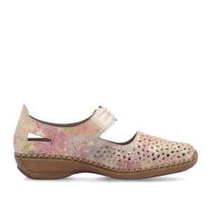 Chaussures RIEKER Pour Femme - Modèle "Mercedes" - En Cuir, Semelle Confort, Fermeture Scratch - Largeur Standard
