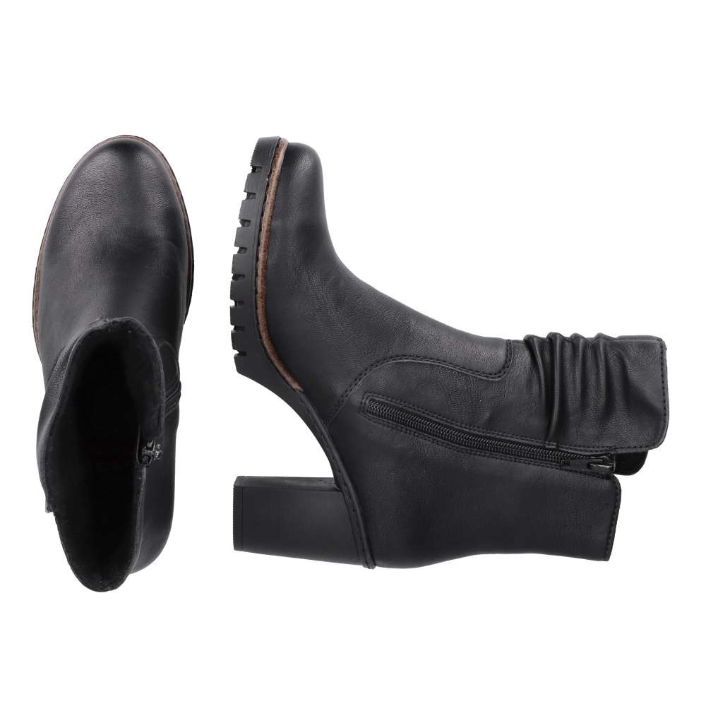 Rieker Stivaletti Donna Y2551 - Modello Bottini, Colore Nero, Tacco A Blocco 7.4 Cm, Chiusura Lampo, Larghezza Normale
