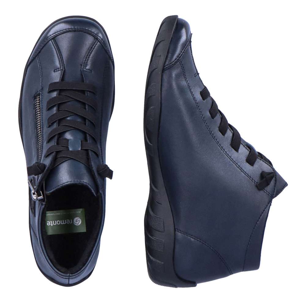 Remonte R3491 Sneaker Donna Collo Alto - Pelle, Chiusura Con Cerniera E Lacci, Tomaia In Pelle, Colore Naturale